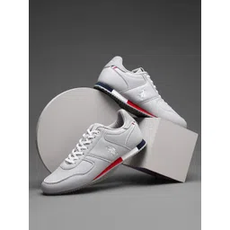 U S Polo Assn Men Grey Lace-Up Round Toe PU Sneakers