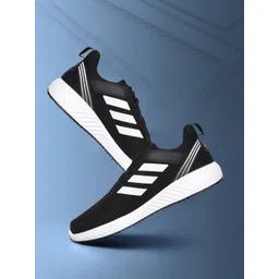ADIDAS Men Black & White Flydoot Woven Design Running Shoes
