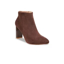 Sherrif Shoes Women Block Heeled Pointed Toe Mid-Top Winter Boots