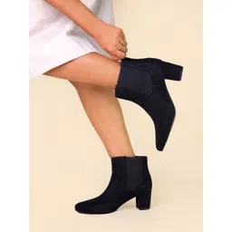 Monrow Black PU Block Heeled Boots