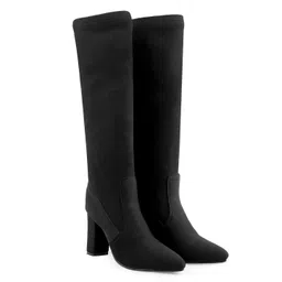 Bxxy Women Block Heel Socks Knee Long Boots