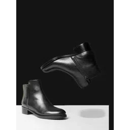 Saint G Women Black Leather Handcrafted Ankle Boots