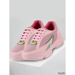 FAUSTO Women Pink PU Running Shoes