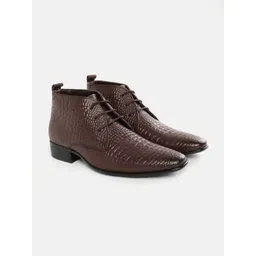 Carlton London Men Croc Textured Leather Boots