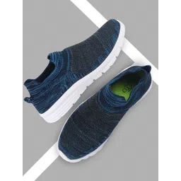 FAUSTO Men Blue Mesh WalkingShoes FAUSTO Men's Blue Sports Slip-On Walking Shoes