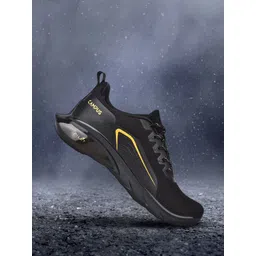 Campus Men Black Mesh Marking Lace-up Running Shoes