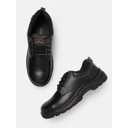 Woodland Men Black Solid Leather Sneakers