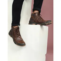 Buckaroo Men Textured Genuine Leather Biker Boots