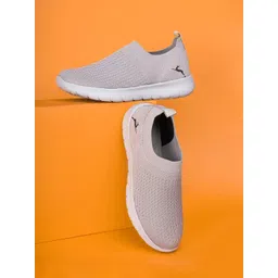 Marc Loire Women Grey Textured Lightweight Slip-On Sneakers