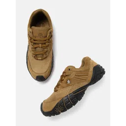 Woodland Men Camel Brown Solid Leather Sneakers