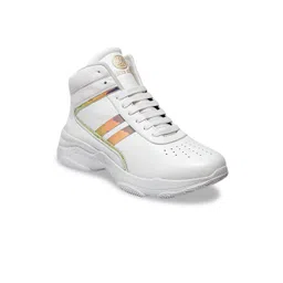 bacca bucci Men White Striped PU High-Top Sneakers