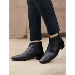 Bxxy Men 2 Inch Heel Height Increasing Formal Slip-on Zipper Buckle Boots