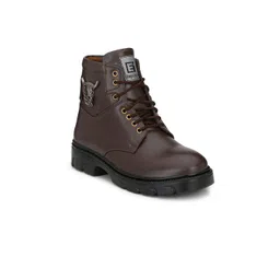Eego Italy Men Brown Solid Synthetic Mid-Top Flat Boots