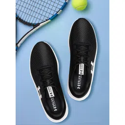 UNDER ARMOUR Men Black & White Woven Design Charged Pursuit 3 Running Shoes