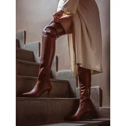 Saint G Tan Leather High-Top Regular Heeled Boots