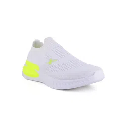 Sparx Men White & Neon-Green Textile Walking Non-Marking Shoes