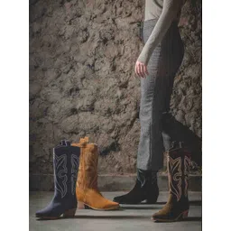 Saint G Women Embroidered Genuine Leather Cowboy Boots