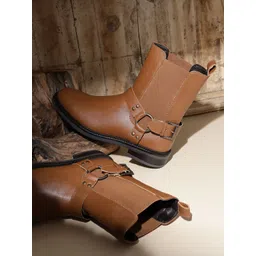 The Roadster Life Co. Women Mid-Top Chelsea Boots With Belt Detail