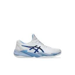Asics Men's COURT FF 3 NOVAK White & Tuna Blue Tennis Shoes