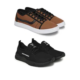 Spotwalk Men Pack Of 2 Mesh Running Shoes