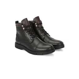 Delize Men Vegan Leather Lace Up Round Toe Ankle Boots