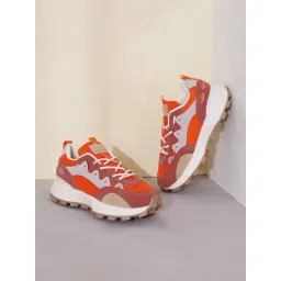 The White Pole Women's Orange Casual Sneakers