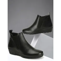 Carlton London Women's Black Wedge Booties