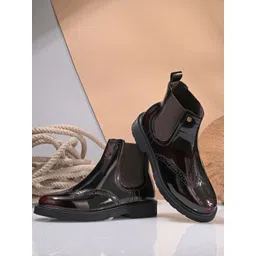 El Paso Women Round-Toe Block-Heeled Casual Chelsea Boots