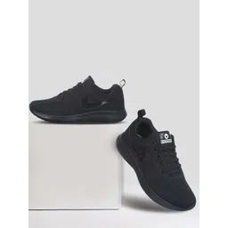 GO RIDE Men Black Mesh Lace-Up Walking Shoes