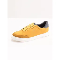 RARE RABBIT Mawi Men Yellow Woven Design Sneakers