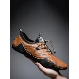 T-Rock Men Perforations Lace-Ups Round Toe Casual Shoes