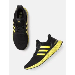 ADIDAS Men Black & Yellow Woven Design Ultraboost 5.0 DNA Running Shoes