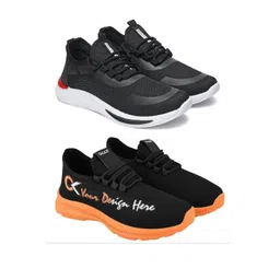 Free Kicks Men Orange Mesh Marking Running Sports Shoes