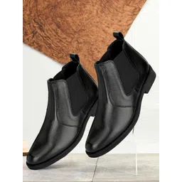 Varito Men Leather Mid-Top Slip-On Chelsea Boots