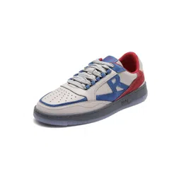 RARE RABBIT Men Amur Grey Colourblocked Leather Sneakers