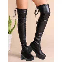 Shoetopia Women Black High-Top Regular Boots