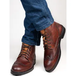 Alberto Torresi Lloyd Series 597 Men Leather Textured Brogues Boots