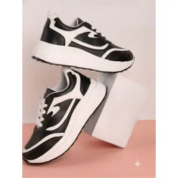 glitchez Women Lightweight Colourblocked Round Toe Lace-Ups Sneakers