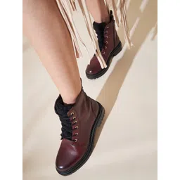 Peach Flores Women Leather Regular Boots