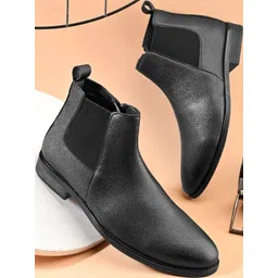 HERE&NOW Men Black Chelsea Boots