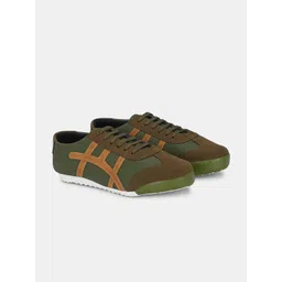 LeatherKraft Men Colourblocked Lace-Up Sneakers