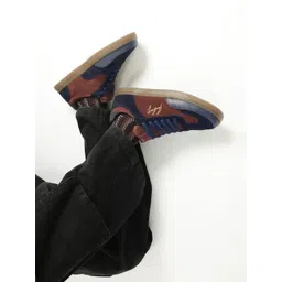 RARE RABBIT Men Rex Primary Brown Colourblocked Leather Sneakers