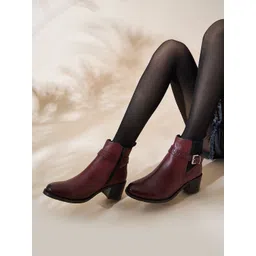 Peach Flores Women Leather Chelsea Boots