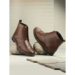 Roadster Men Brown Lace-Ups Round Toe Solid Synthetic Casual Regular Boots