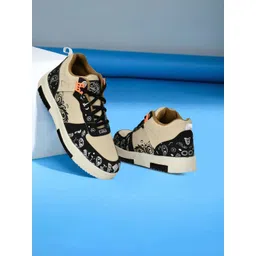 OZJI Men Printed Round Toe Lace-Up Sneaker