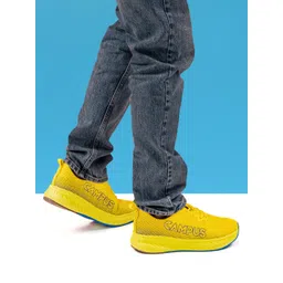 Campus Men Yellow Mesh Running Shoes