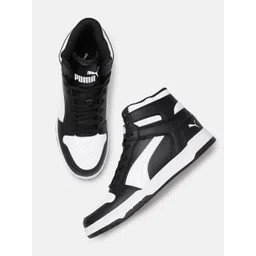 Puma Men Evoke Layup SL Colourblocked Mid-Top Sneakers