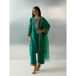 Vark by Westside Teal Zari Embroidered A-Line Ethnic Set