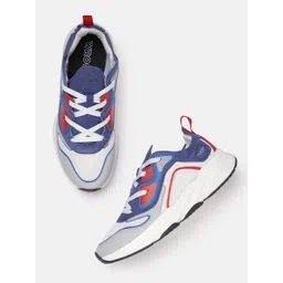 WROGN Men Woven Design Round-Toe Everyday Sneakers with Colourblocked Detail