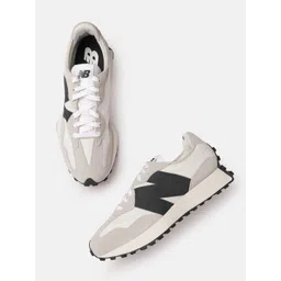 New Balance Men Beige & Off-White Solid 327 Sneakers